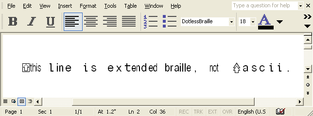 Screen capture of electronic braille as print-readable