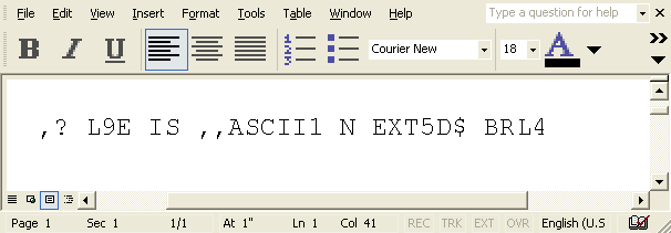 Screen capture of ASCII Braille shown as plain text